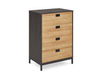 MORRIS Wooden Tallboy 4 Drawers - Oak