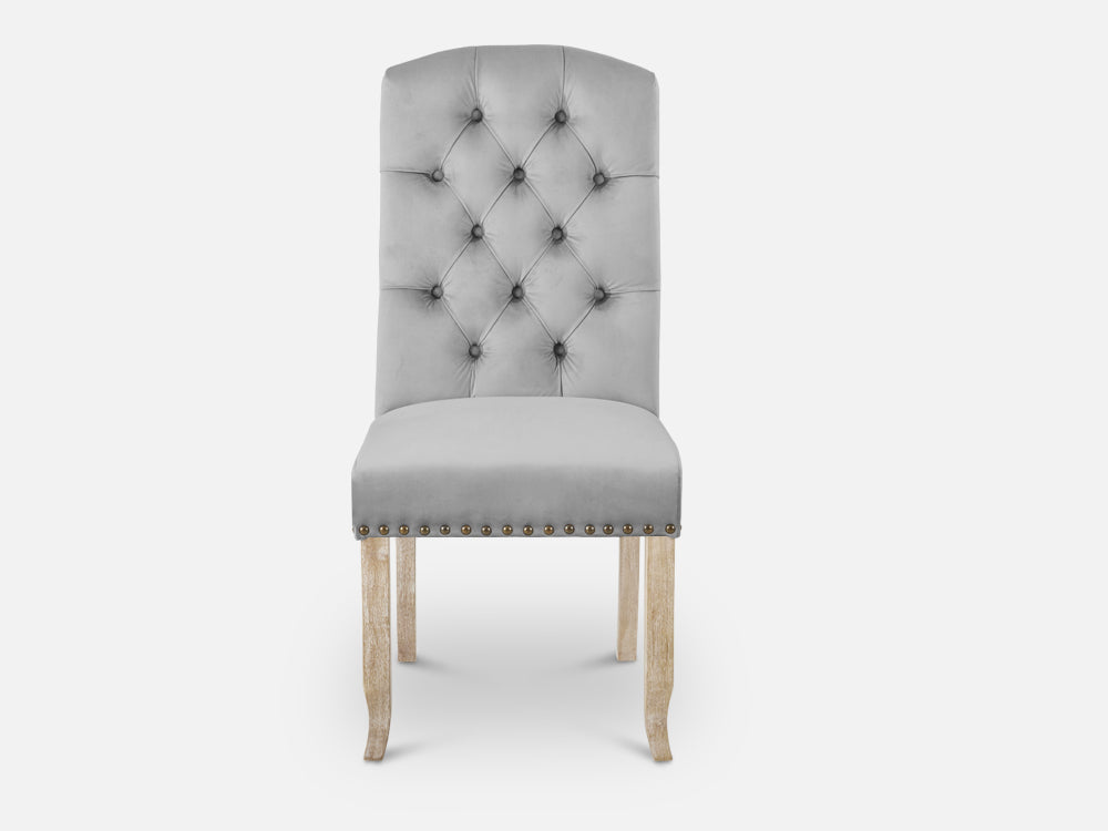 LAYLA 2PCS Velvet Dining Chair - GREY
