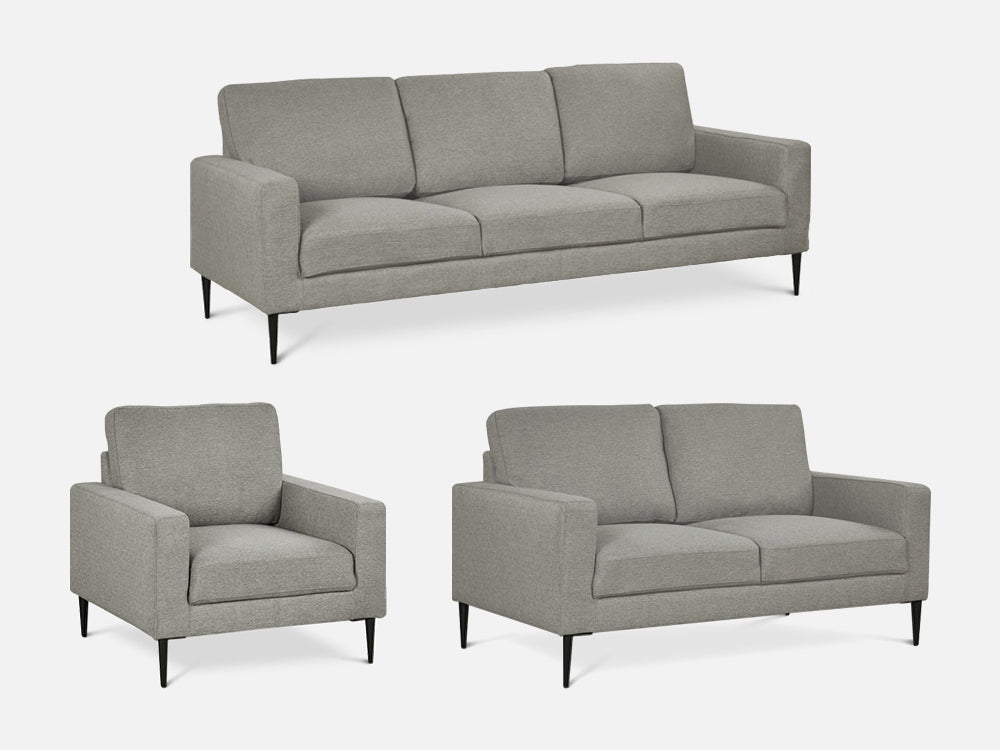 Toronto 3 Piece Sofa Set - Light Grey