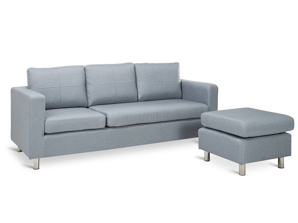 Seattle 3-Seater Fabric Sofa Couch with Chaise - Grey