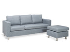 Seattle 3-Seater Fabric Sofa Couch with Chaise - Grey