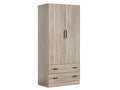 Bram 2 Door Wardrobe with 2 Drawers - Oak