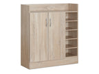 Maui 2 Door Shoe Cabinet Storage Rack - Oak
