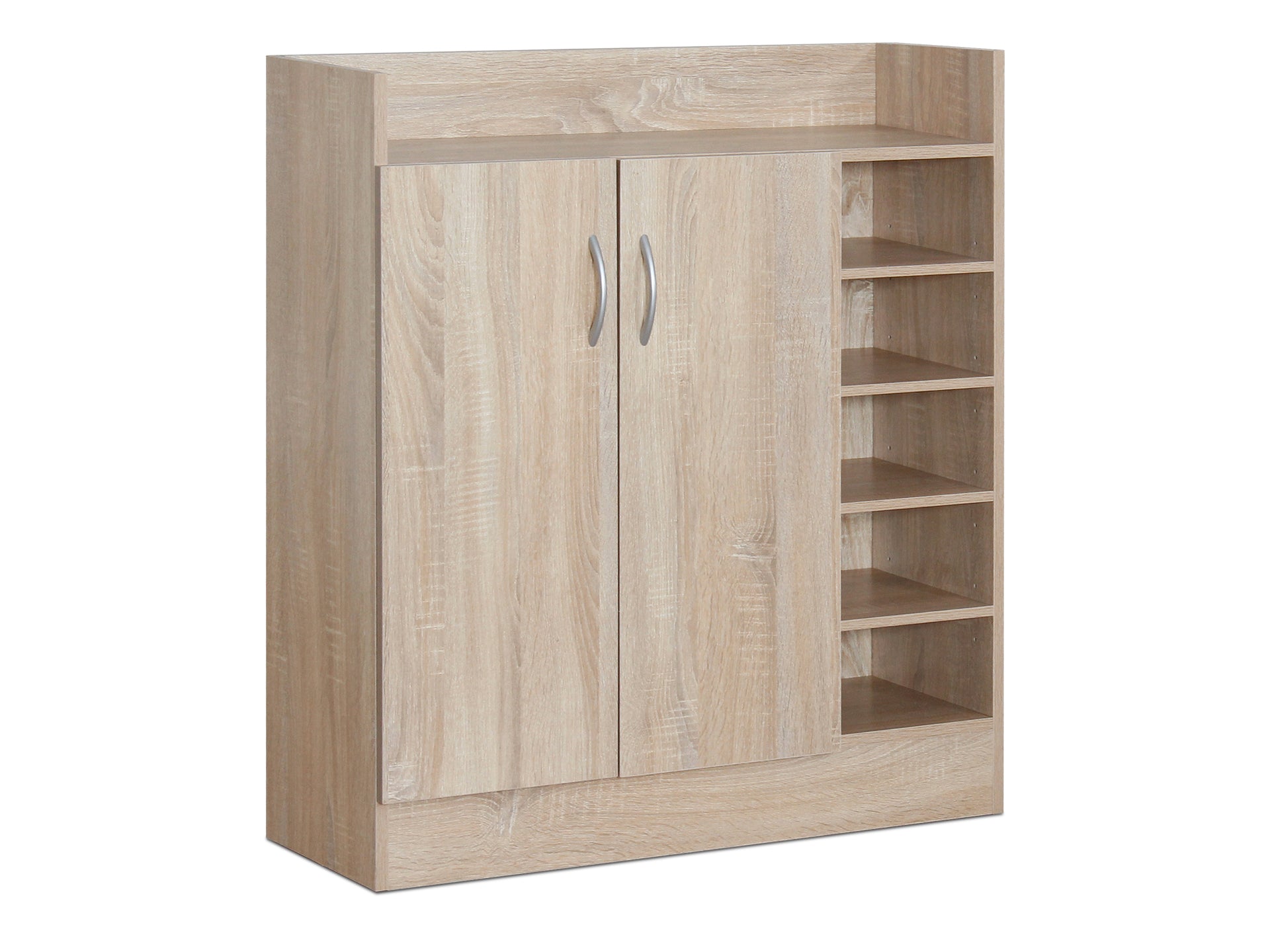 Maui 2 Door Shoe Cabinet Storage Rack - Oak