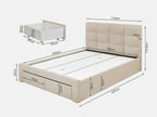 MUSALA King Bed Frame with Storage - BEIGE