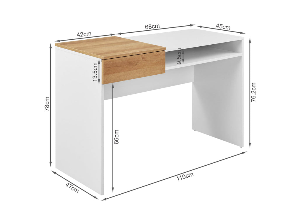Archie 110cm Computer Desk - White