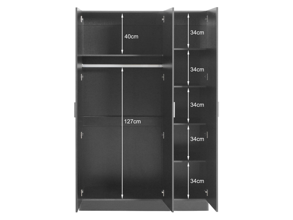 Bram 3 Door Wardrobe Cabinet - Black