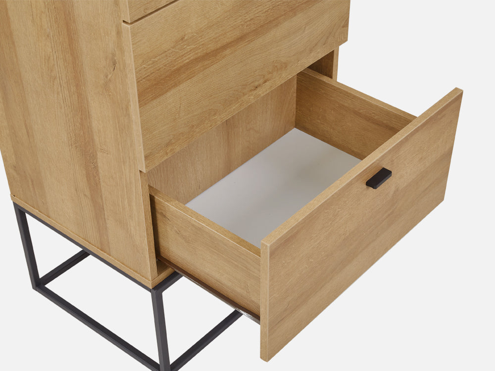 XOAN Wooden Tallboy 4 Drawers - Oak