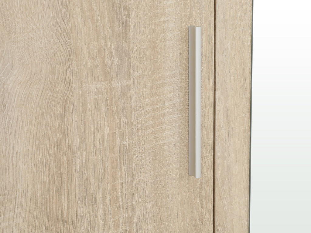 Bram 3 Door Wardrobe Cabinet with Mirror - Oak