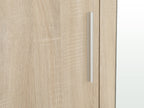 Bram 3 Door Wardrobe Cabinet with Mirror - Oak