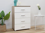 Bram Tallboy 4 Drawer Chest Dresser - Oak + White