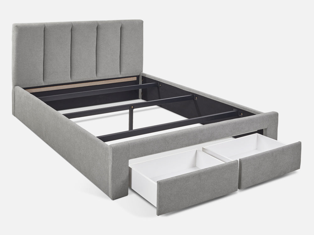 HLOLELA Queen Bed Frame with Storage - LIGHT GREY