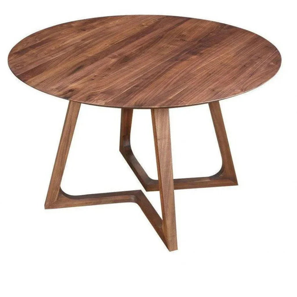 47 Inch Dining Table Round Brown Mid-Century