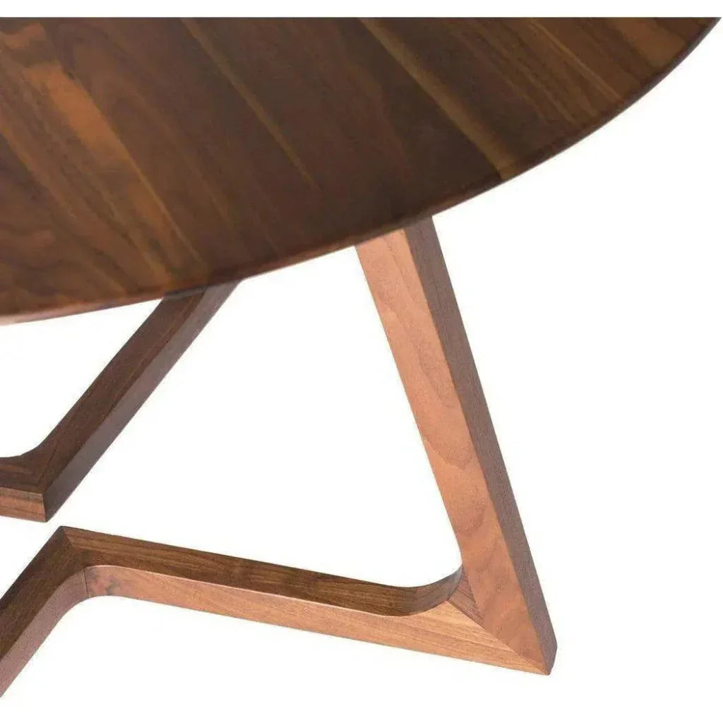 47 Inch Dining Table Round Brown Mid-Century