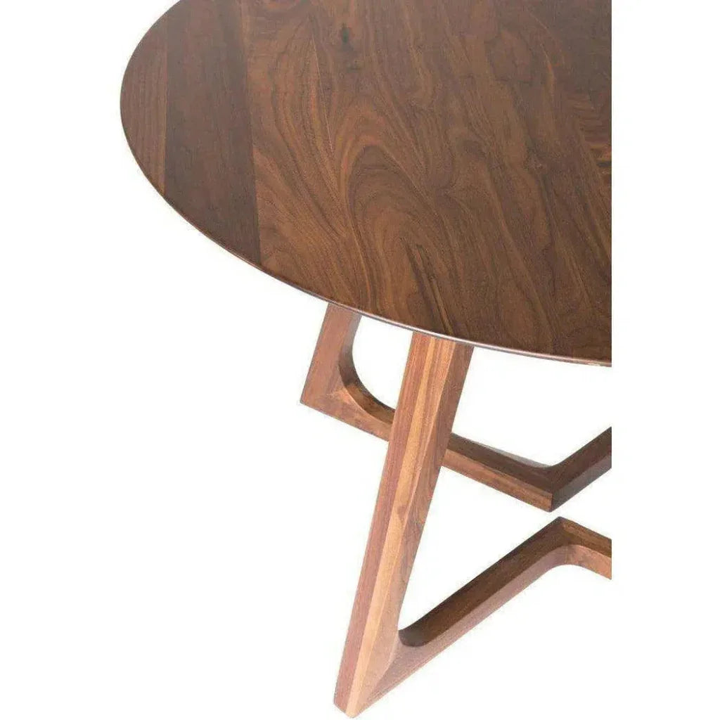 47 Inch Dining Table Round Brown Mid-Century