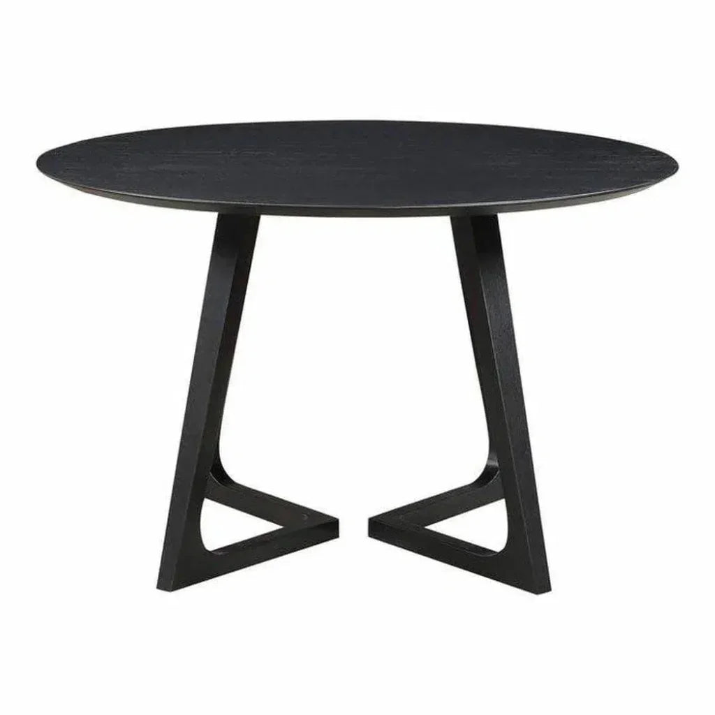 47.5 in Dining Table Round Black Mid-Century
