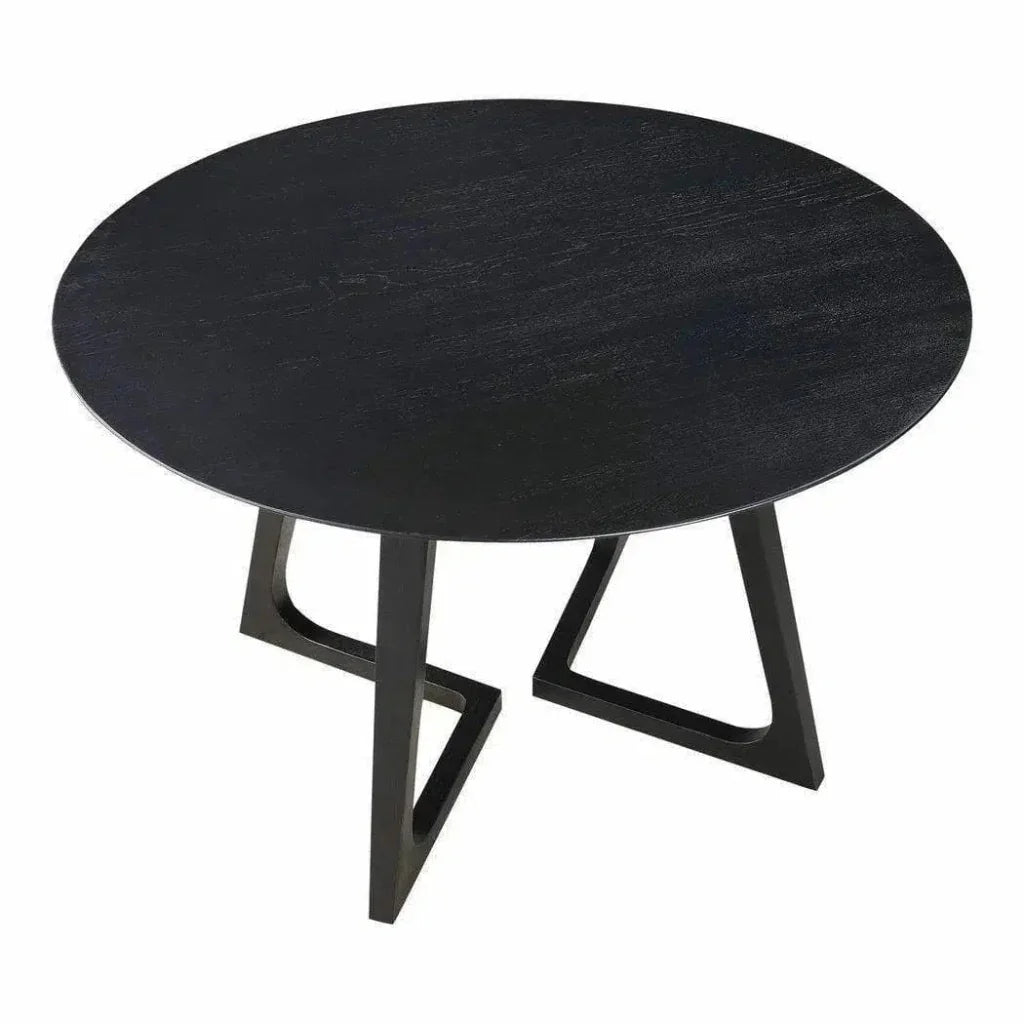 47.5 in Dining Table Round Black Mid-Century