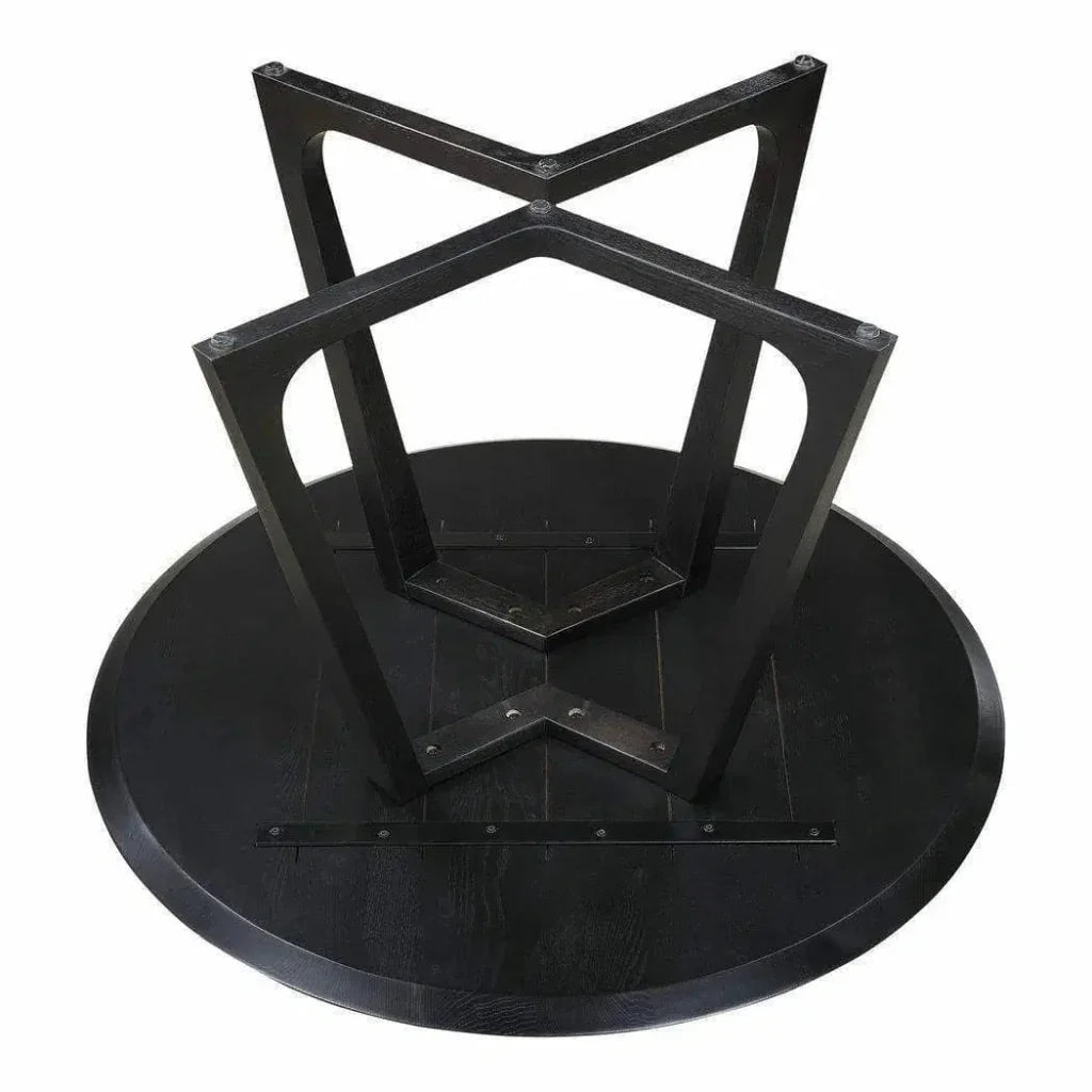 47.5 in Dining Table Round Black Mid-Century