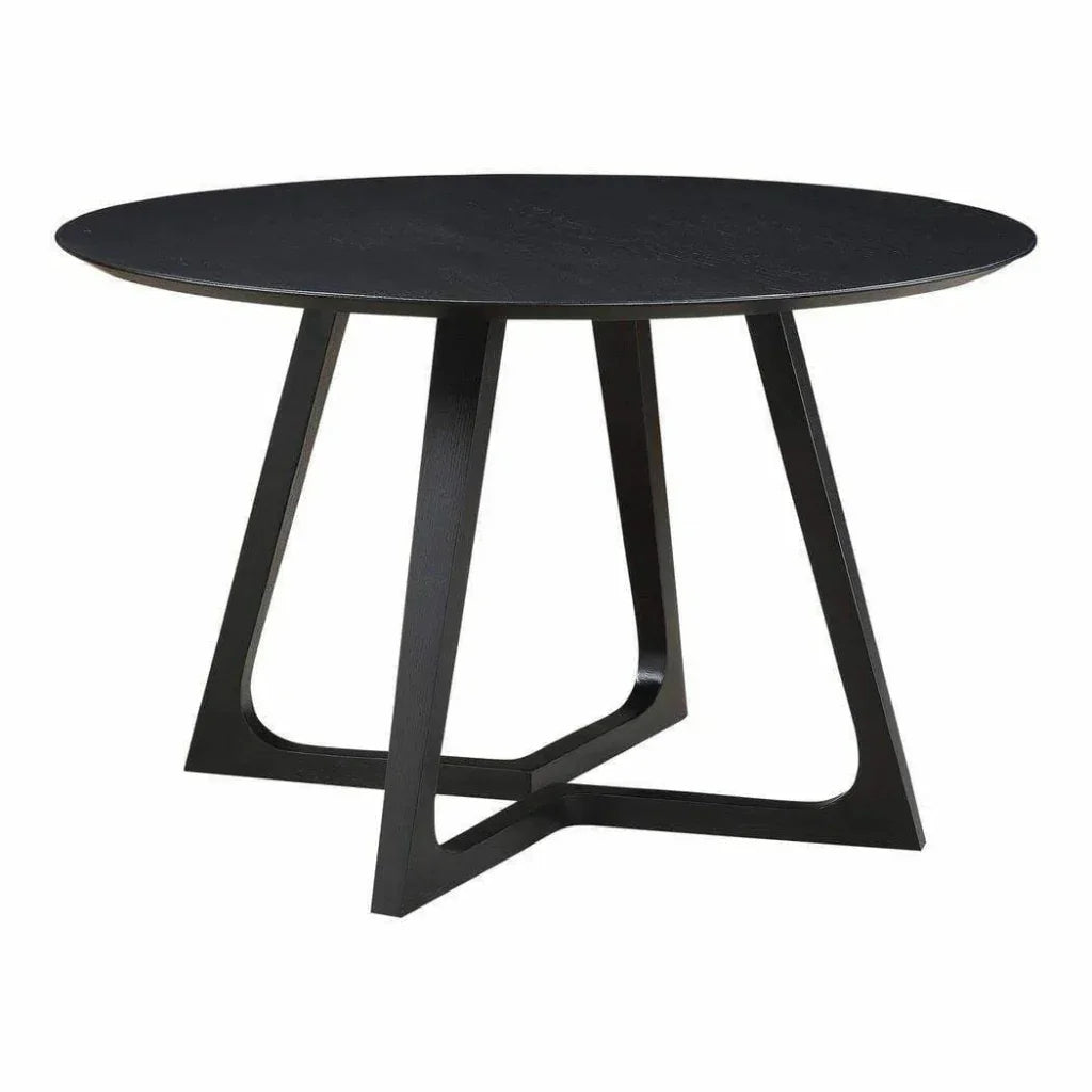 47.5 in Dining Table Round Black Mid-Century
