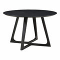 47.5 in Dining Table Round Black Mid-Century