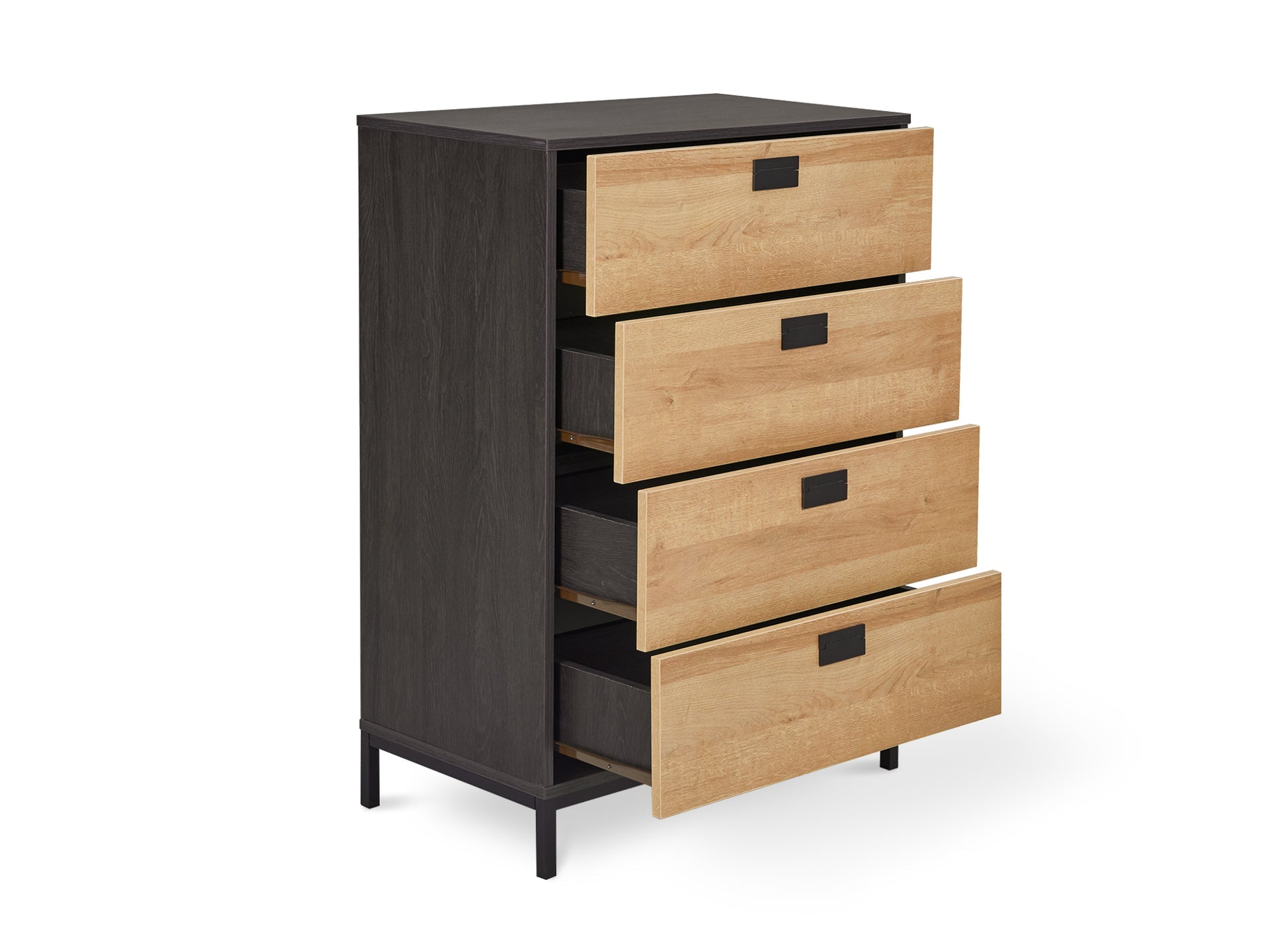 MORRIS Wooden Tallboy 4 Drawers - Oak