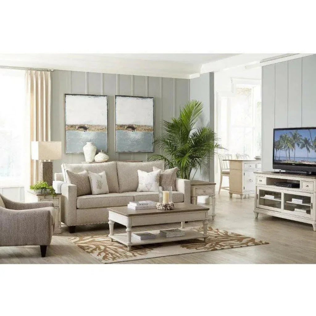 48" White Two-Tone Wooden Cocktail Table