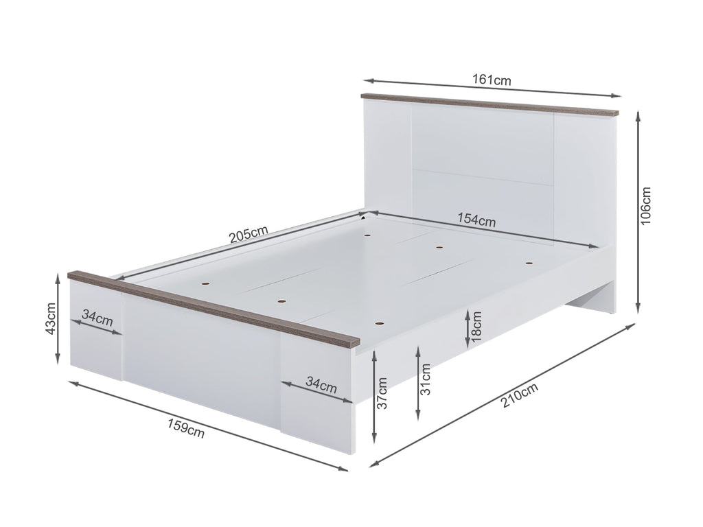 WAIPOUA Queen Wooden Bed Frame - GREY Oak