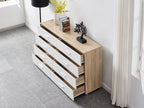 Bram Low Boy 8 Drawer Chest Dresser - Oak + White