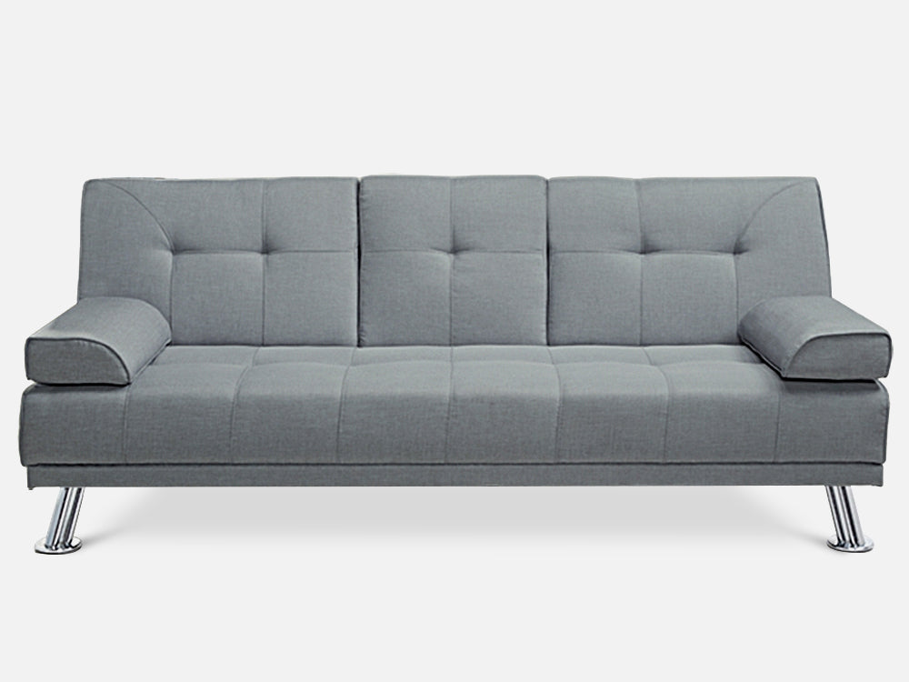 VENICE 3 Seater Sofa bed with Cup Holders - GREY