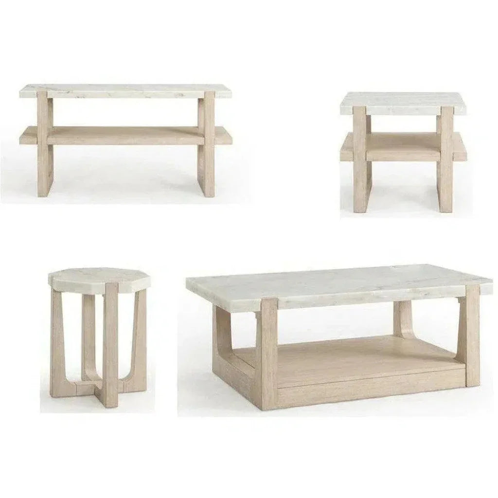 50" White Marble Coffee Table with Storage