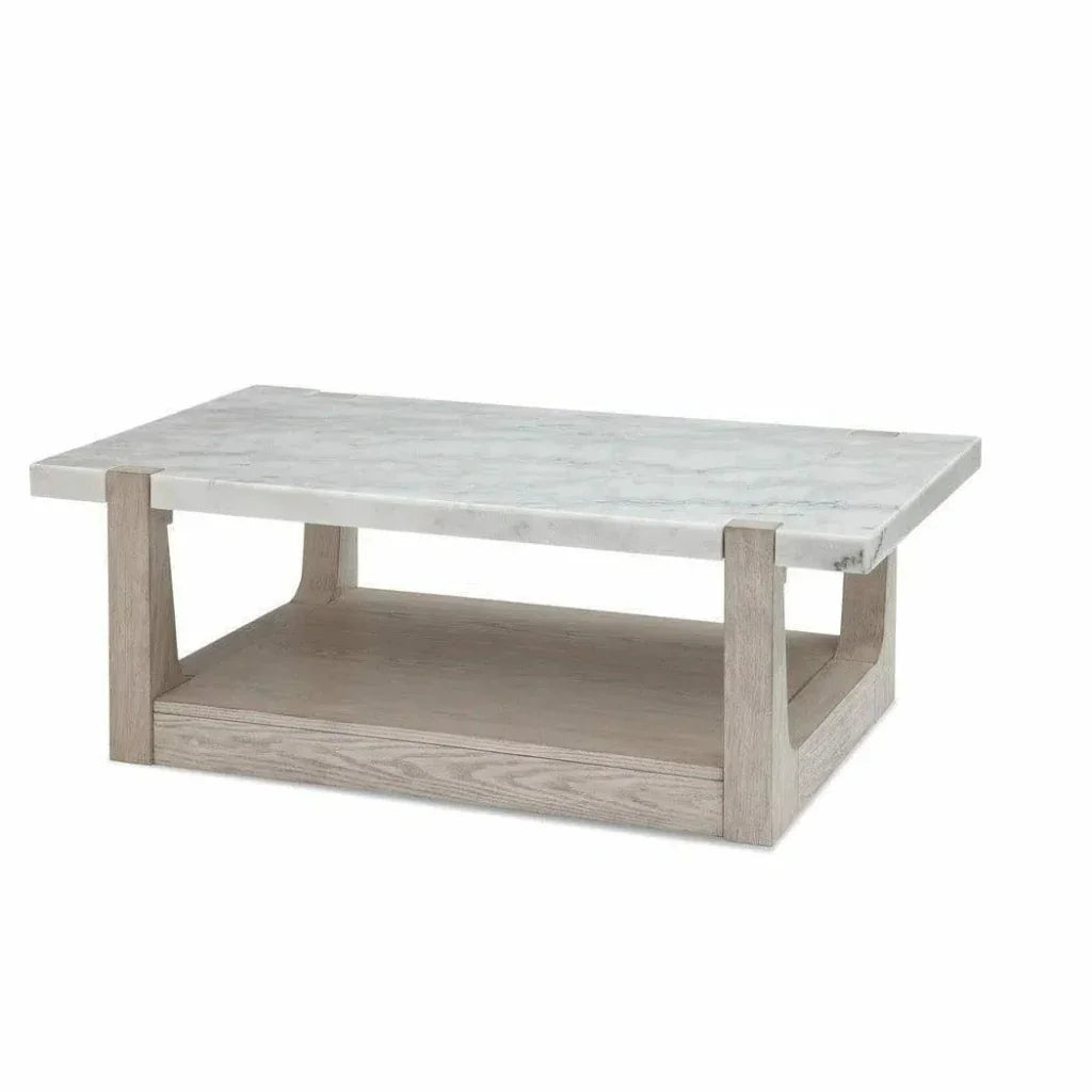50" White Marble Coffee Table with Storage