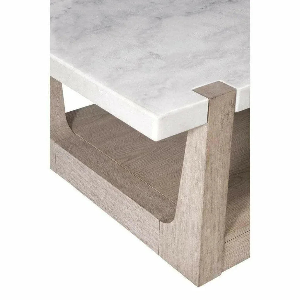 50" White Marble Coffee Table with Storage