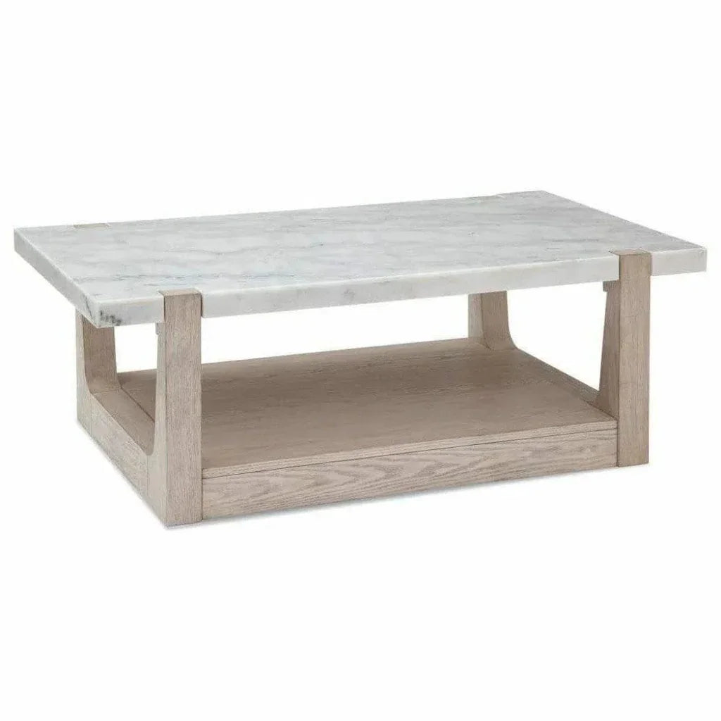50" White Marble Coffee Table with Storage