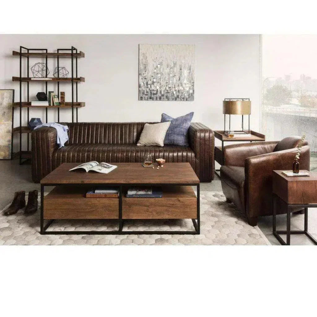 52 Inch Coffee Table Brown Industrial