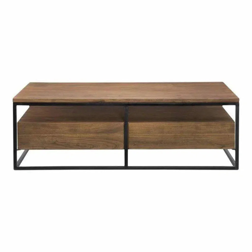 52 Inch Coffee Table Brown Industrial