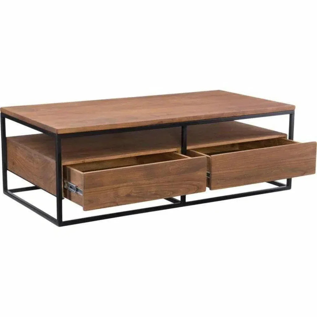 52 Inch Coffee Table Brown Industrial