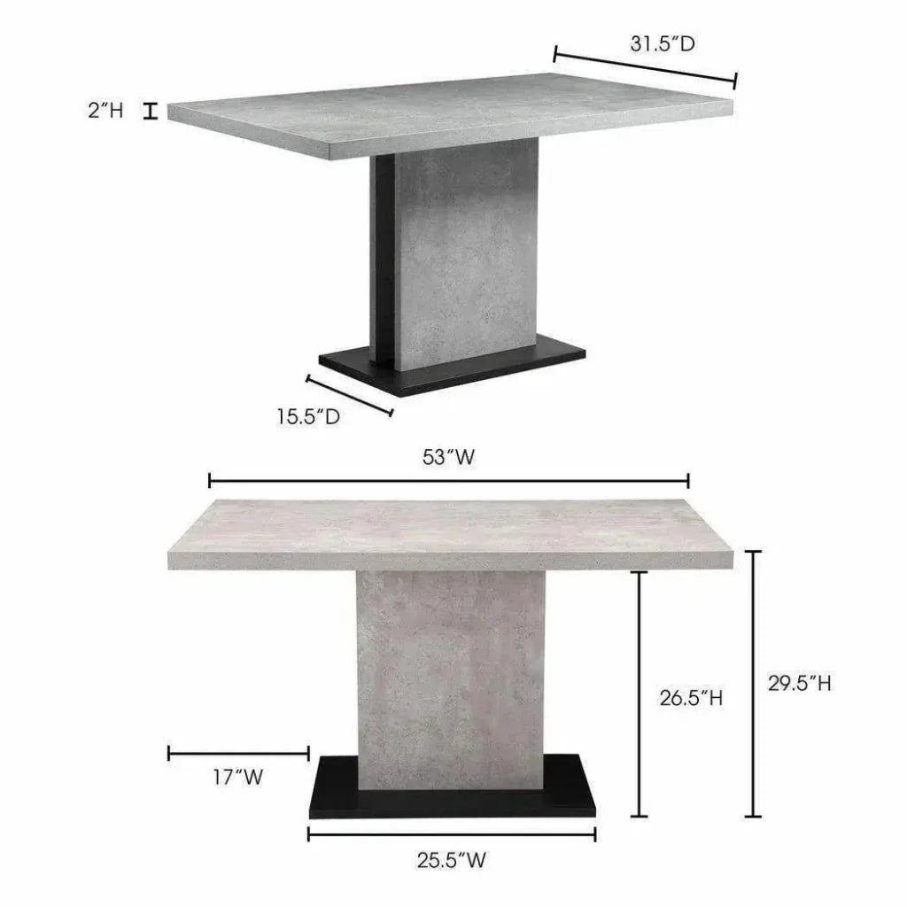 53 Inch Dining Table Grey Contemporary