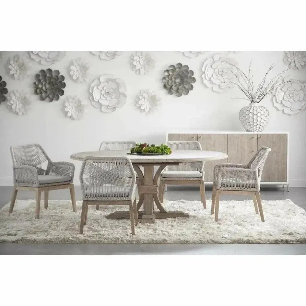 54-72" Solid Wood Round Extendable Dining Table for 6