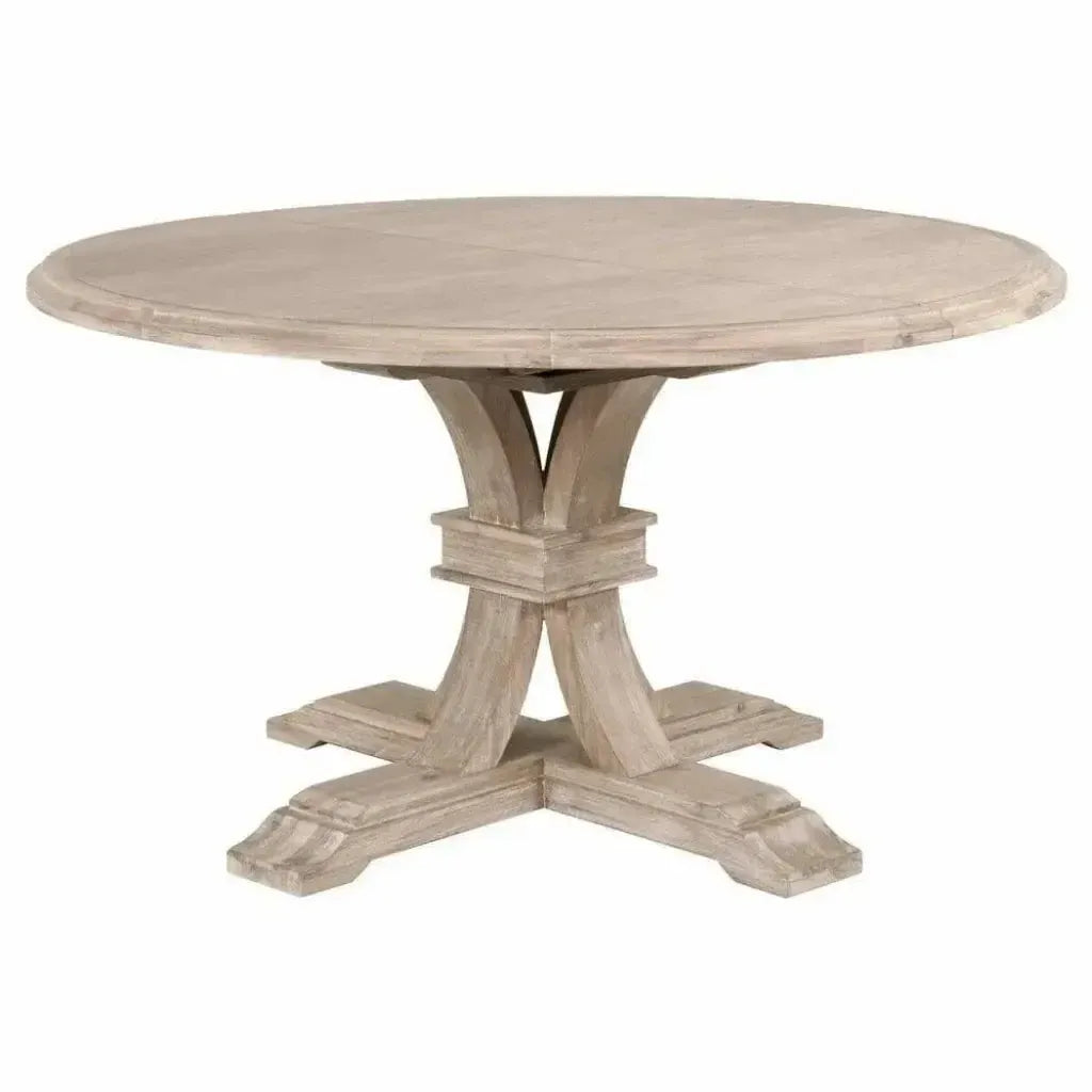 54-72" Solid Wood Round Extendable Dining Table for 6