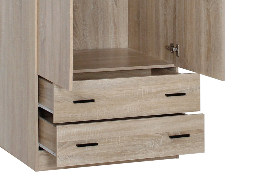 Bram 2 Door Wardrobe with 2 Drawers - Oak