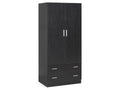 Bram 2 Door Wardrobe with 2 Drawers - Black