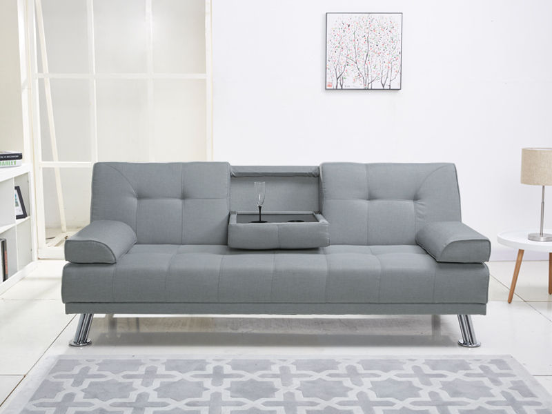 VENICE 3 Seater Sofa bed with Cup Holders - GREY