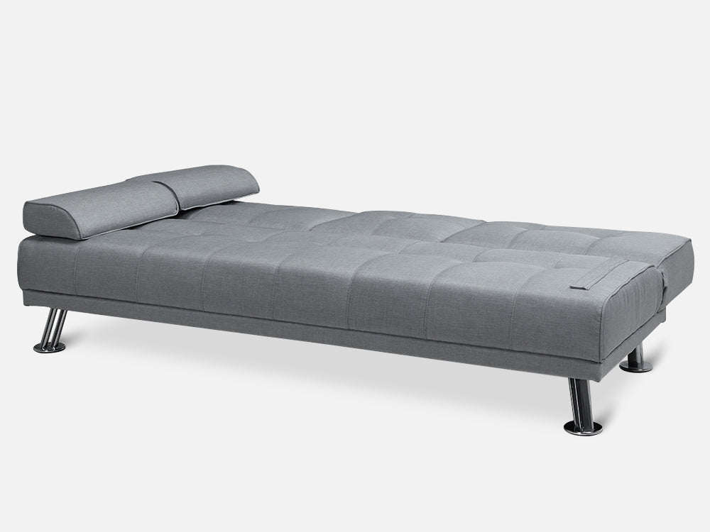 VENICE 3 Seater Sofa bed with Cup Holders - GREY