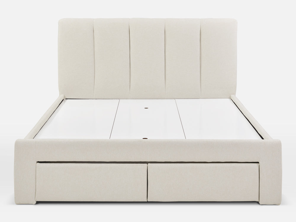 HLOLELA Queen Bed Frame with Storage - BEIGE