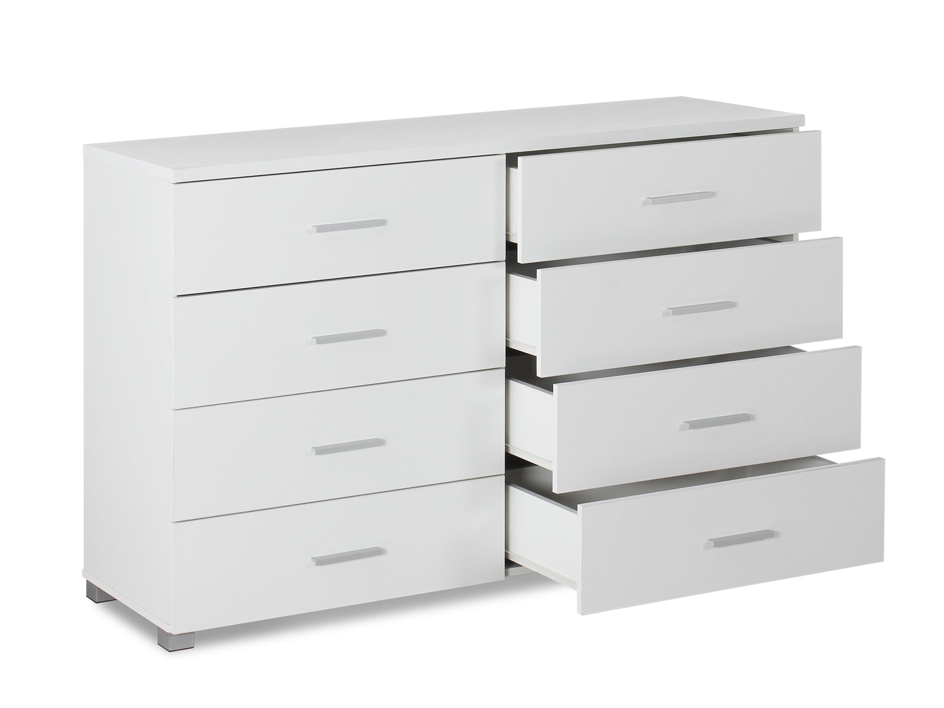 Bram Low Boy 8 Drawer Chest Dresser - White