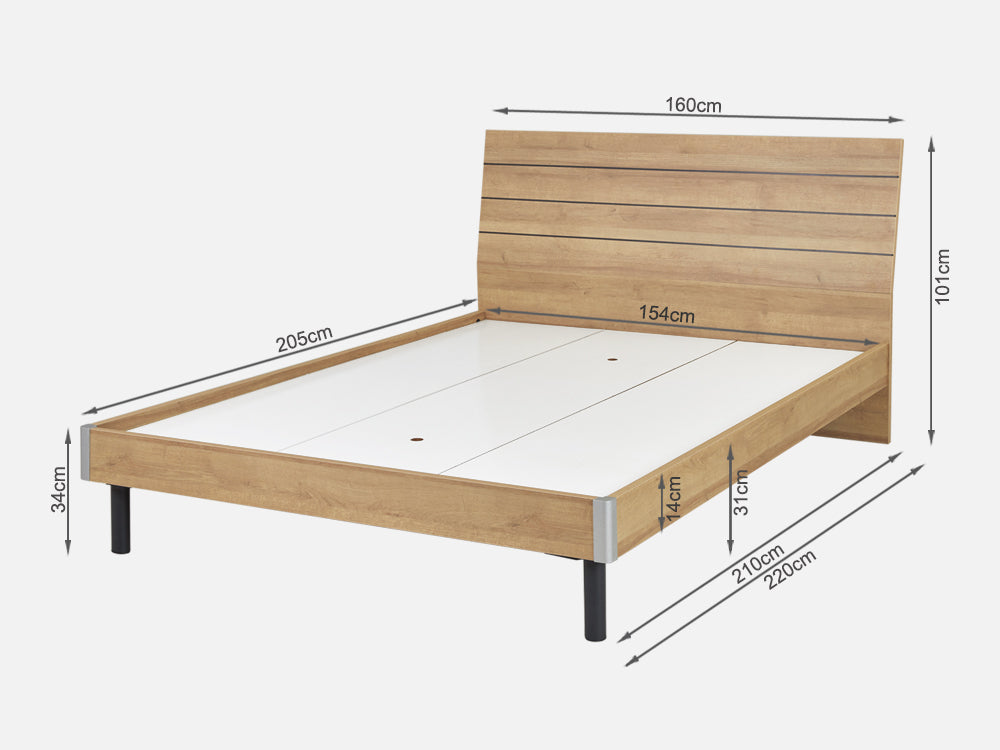XOAN Queen Wooden Bed Frame - Oak