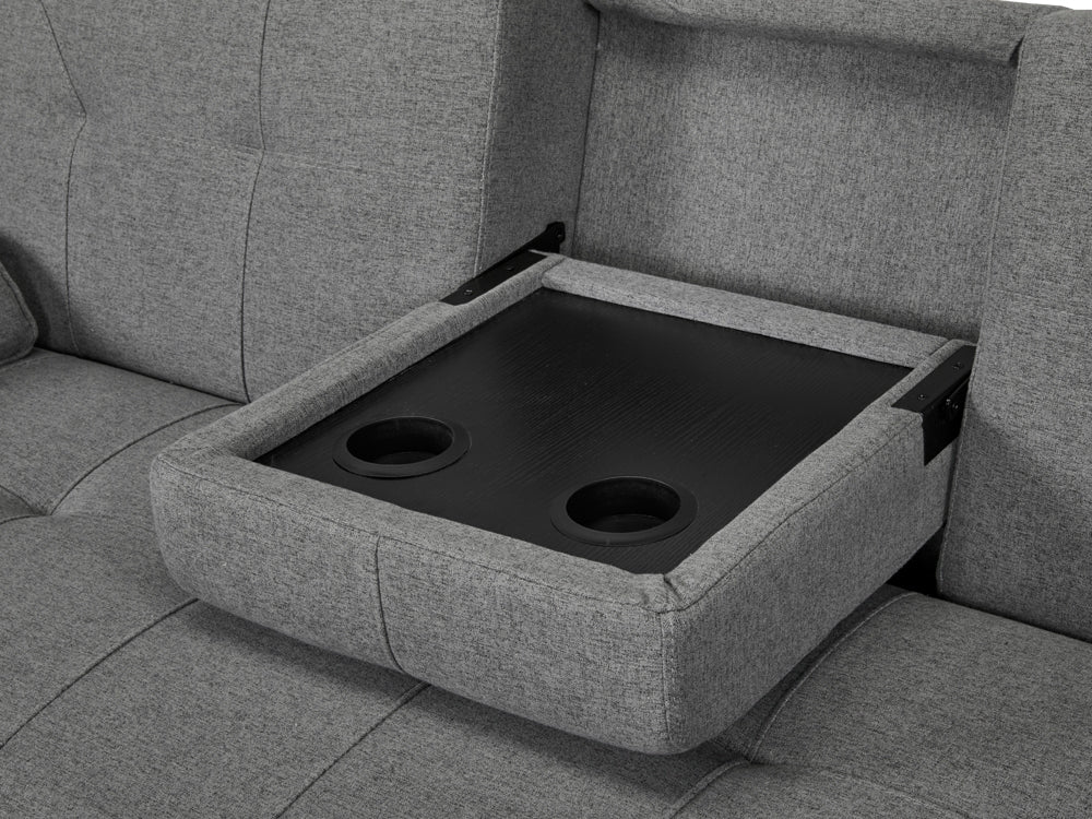 VENICE 3 Seater Sofa bed with Cup Holders - DARK GREY