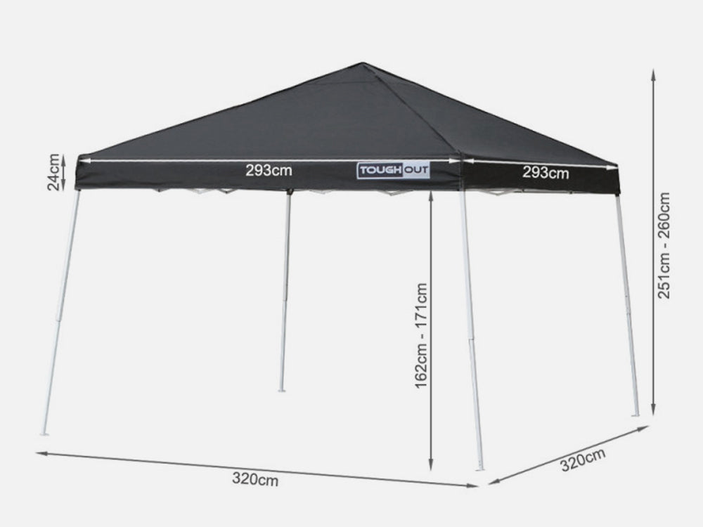 TOUGHOUT Zephyr Pop Up Gazebo 3x3M GREY
