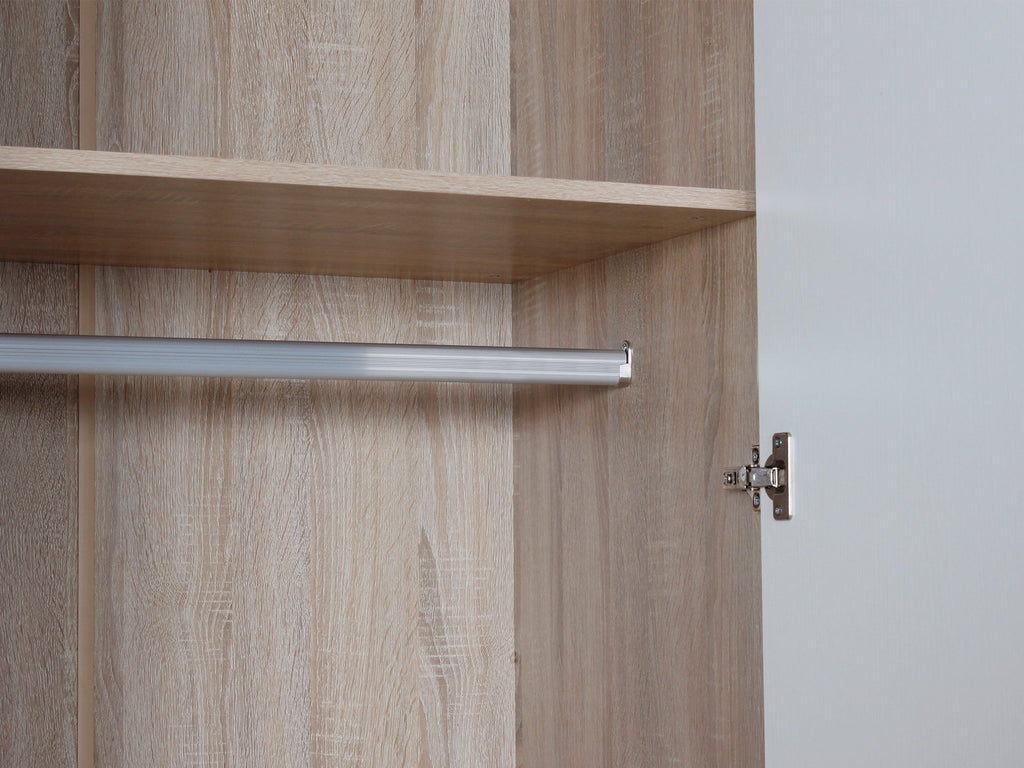 Bram 3 Door Wardrobe Cabinet - Oak + White