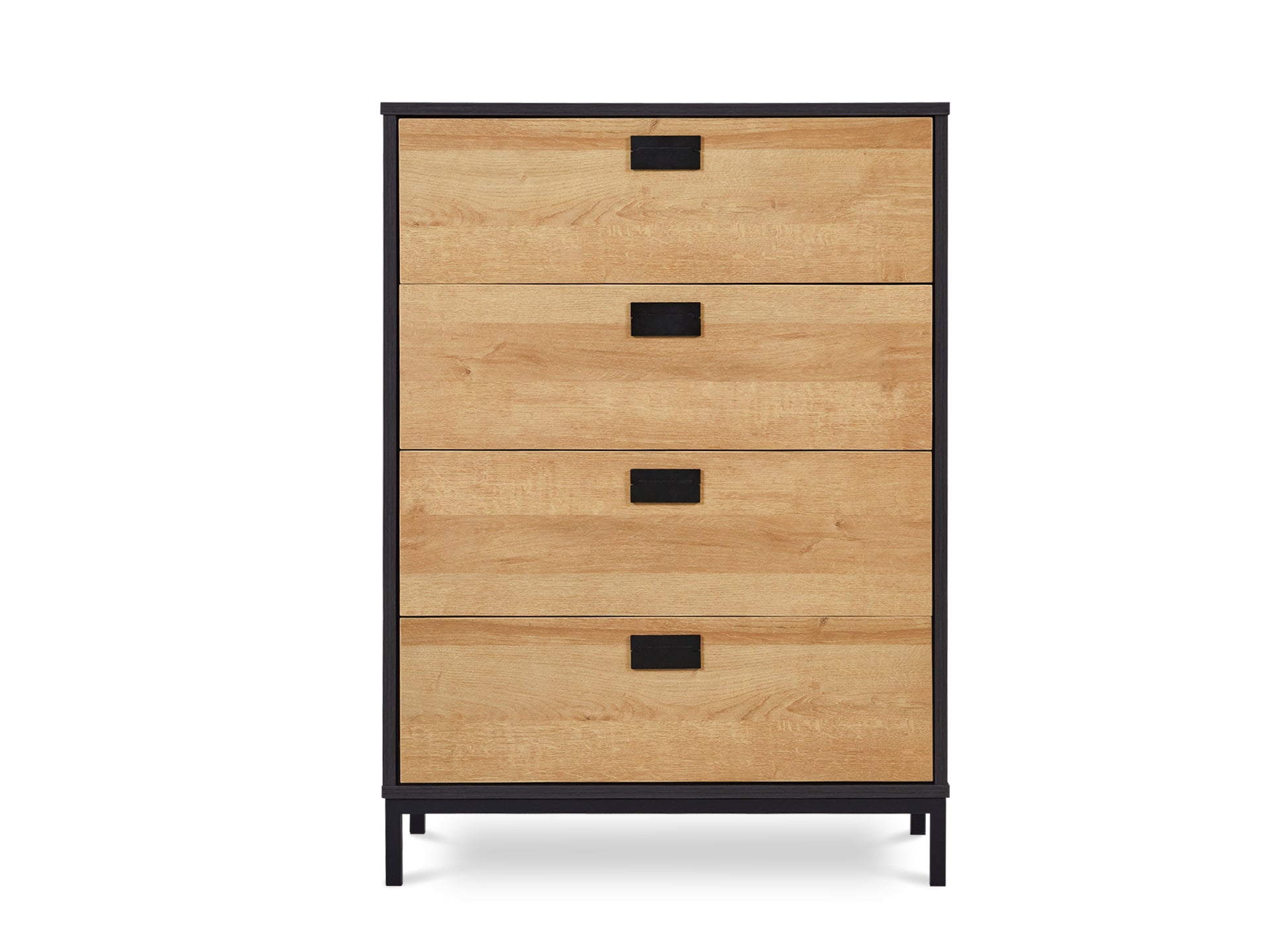 MORRIS Wooden Tallboy 4 Drawers - Oak